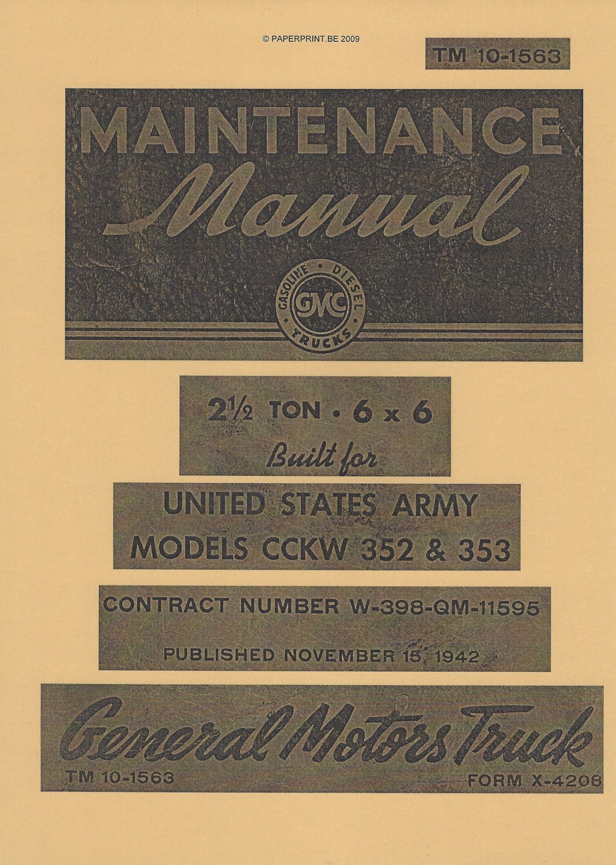 TM 10-1563 US MODELS CCKW 352 & 353